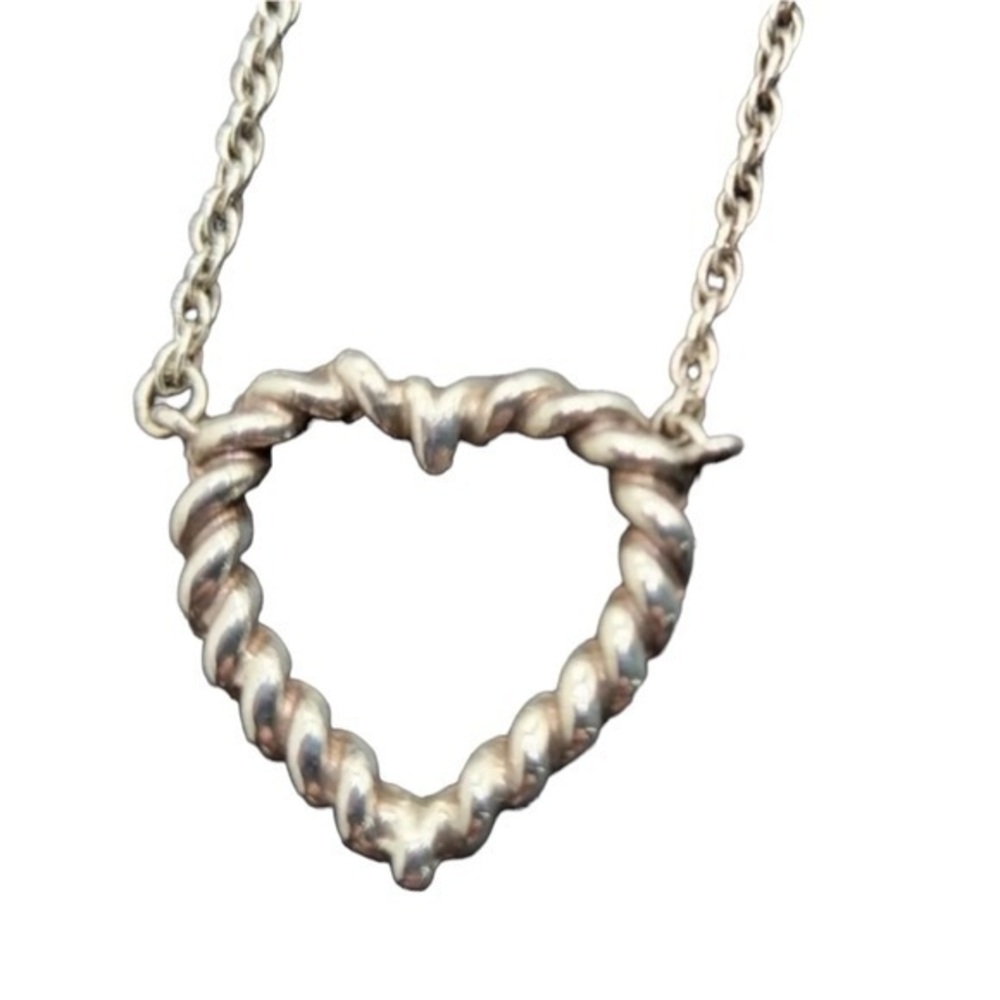 RARE Vintage Tiffany & Co Silver 925 Twisted Rope HEART 19" Necklace